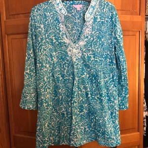Blue beaded Lilly Pulitzer cover up tunic